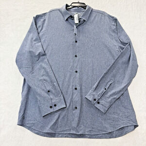 01.Algo Mens XXLT Commuter Performance Dress Shirt Long Sleeve Blue UPF 40